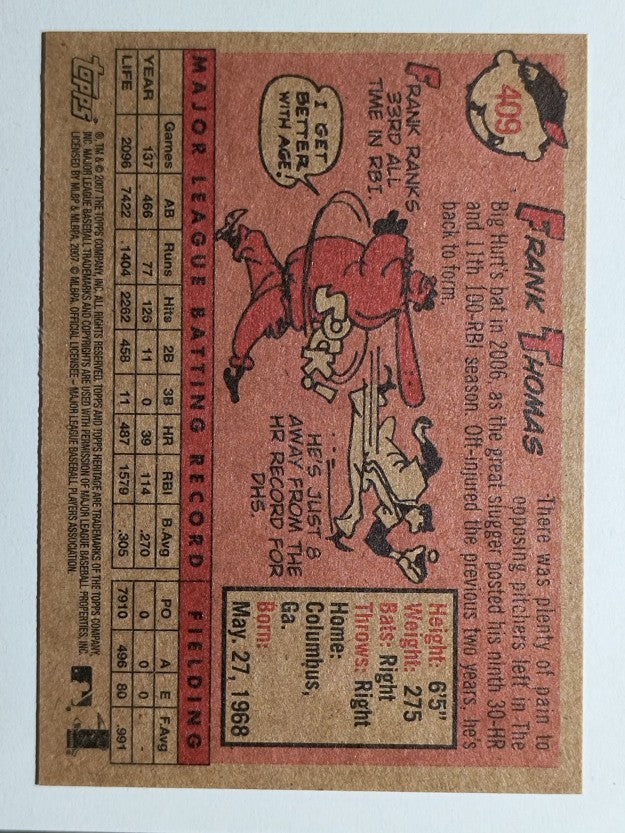 2007 Topps Heritage #409 Frank Thomas