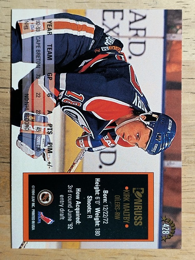 1993-94 Donruss #428 Kirk Maltby RC