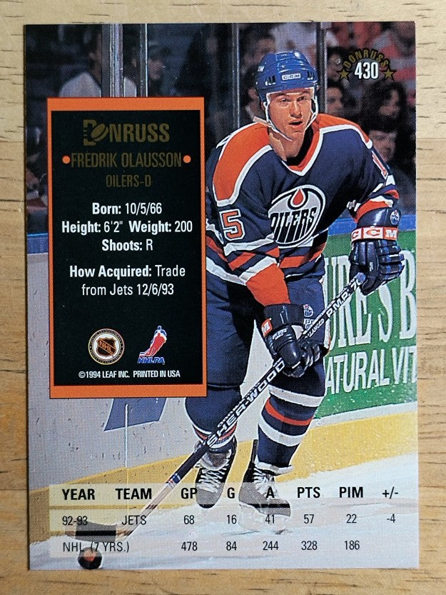 1993-94 Donruss #430 Fredrik Olausson