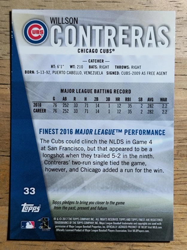 2017 Finest #33 Willson Contreras