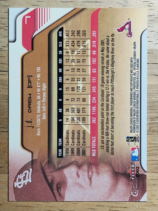 2002 Flair #7 J.D. Drew
