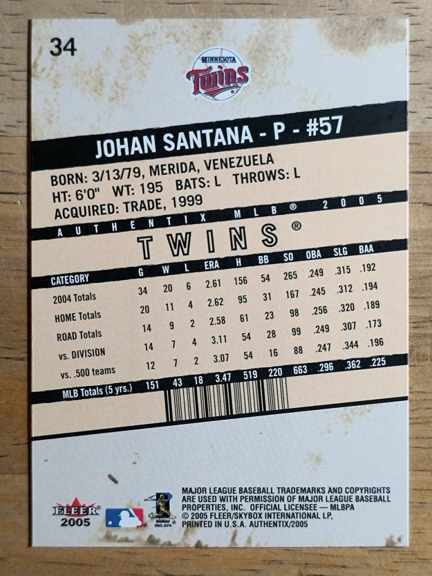 2005 Fleer Authentix #34 Johan Santana