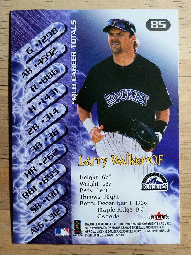 2000 Fleer Gamers #85 Larry Walker