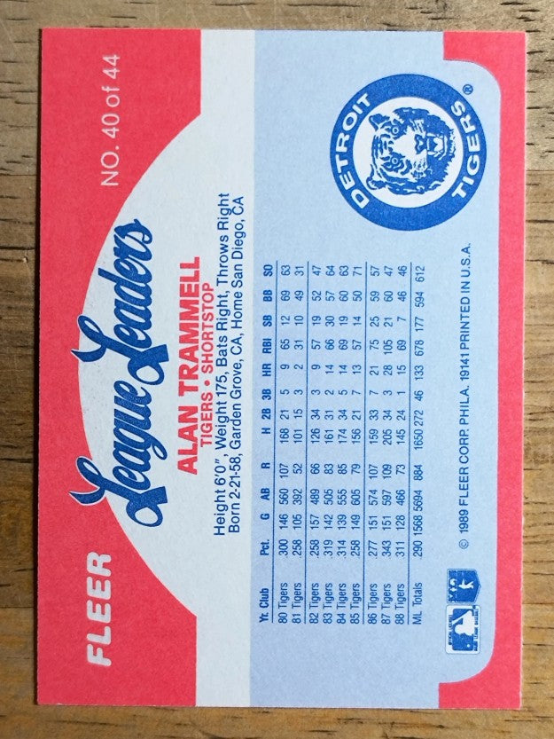 1989 Fleer Superstars #40 Alan Trammell