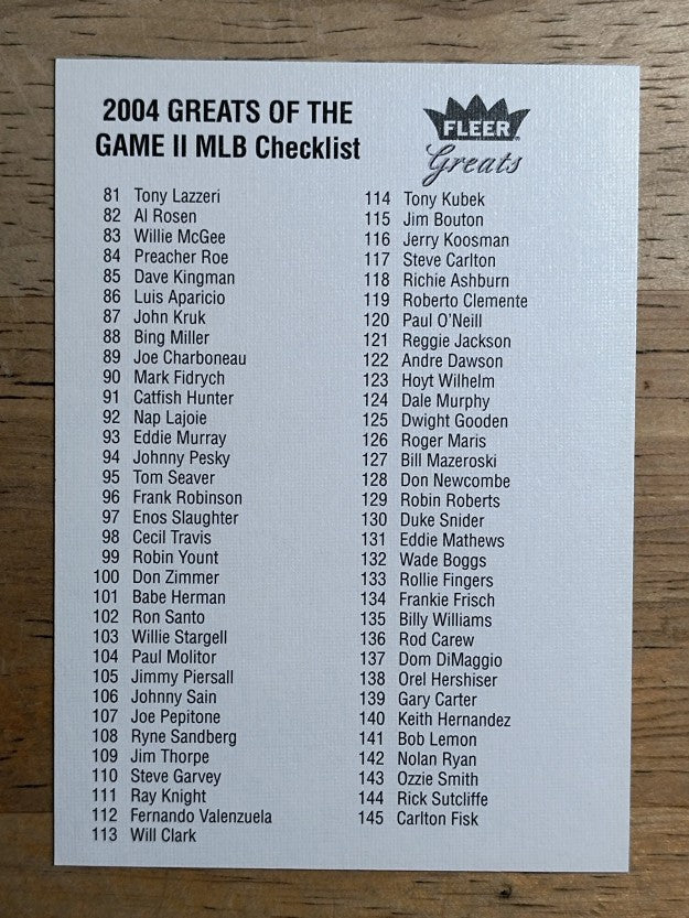 2004 Greats of the Game #NNO Checklist 61-145