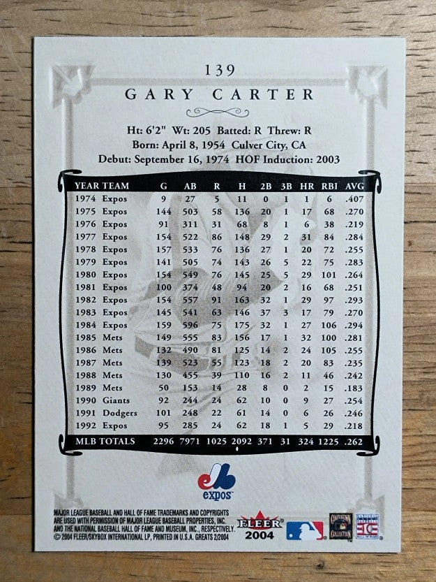 2004 Greats of the Game #139 Gary Carter