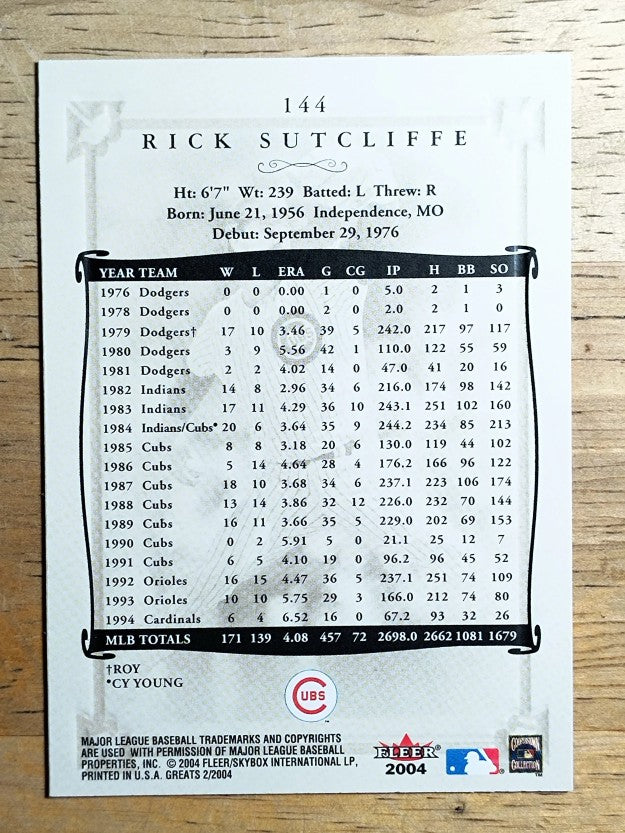 2004 Greats of the Game #144 Rick Sutcliffe
