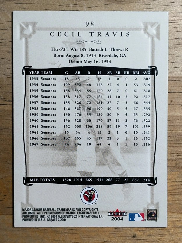 2004 Greats of the Game #98 Cecil Travis