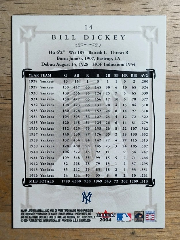 2004 Greats of the Game #14 Bill Dickey