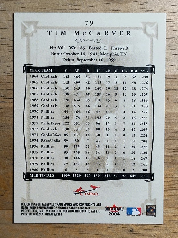2004 Greats of the Game #79 Tim McCarver