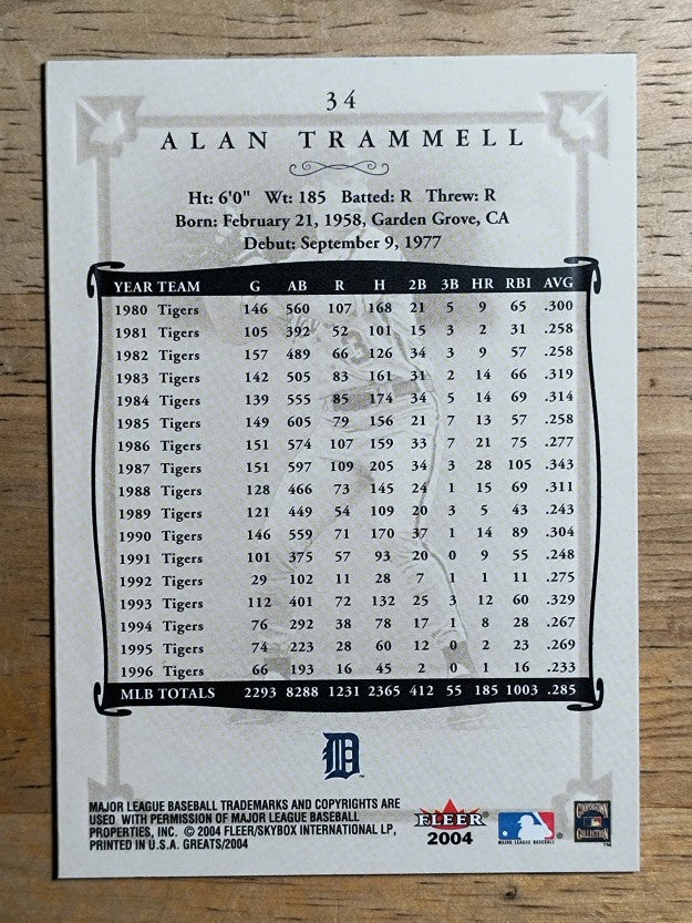 2004 Greats of the Game #34 Alan Trammell