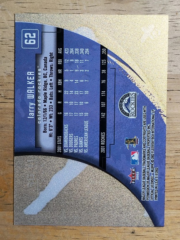2002 E-X #62 Larry Walker