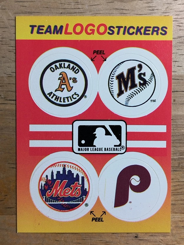 1991 Fleer Team Stickers #56 Athletics/Mariners/Mets/Phillies/Large logos