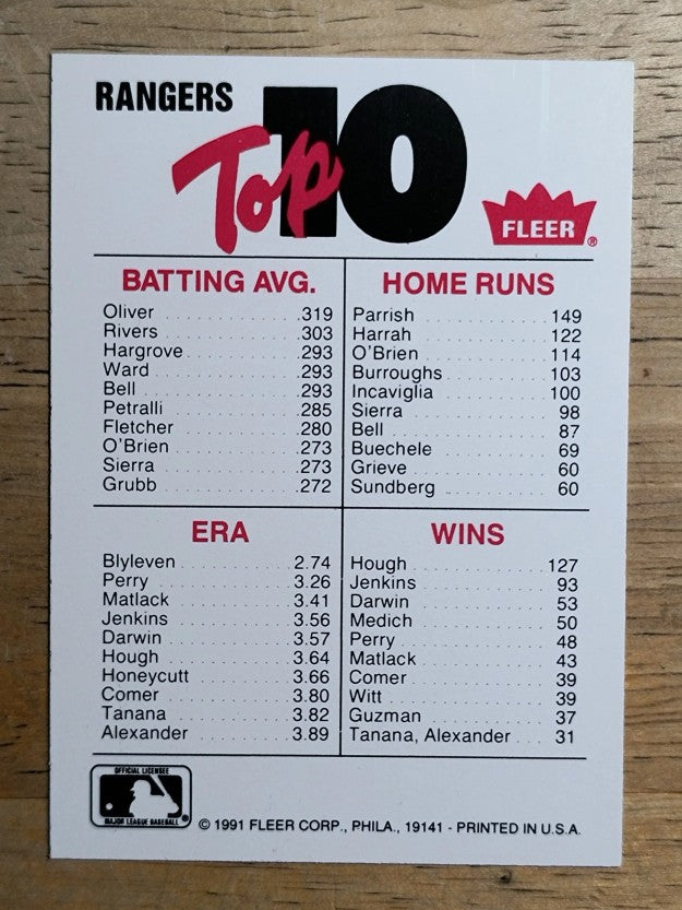 1991 Fleer Team Stickers #75 Texas Rangers/Large logo