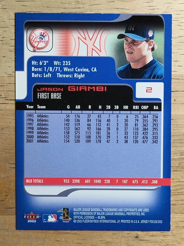 2002 Fleer Focus JE #2 Jason Giambi