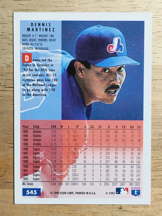 1994 Fleer #545 Dennis Martinez