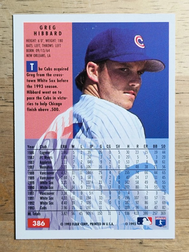 1994 Fleer #386 Greg Hibbard