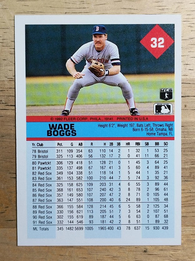 1992 Fleer #32 Wade Boggs