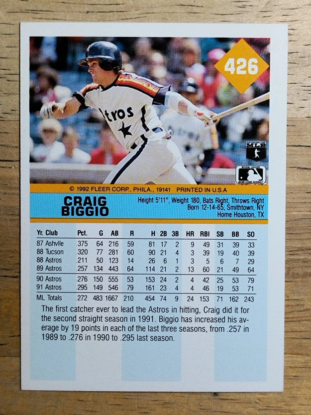 1992 Fleer #426 Craig Biggio
