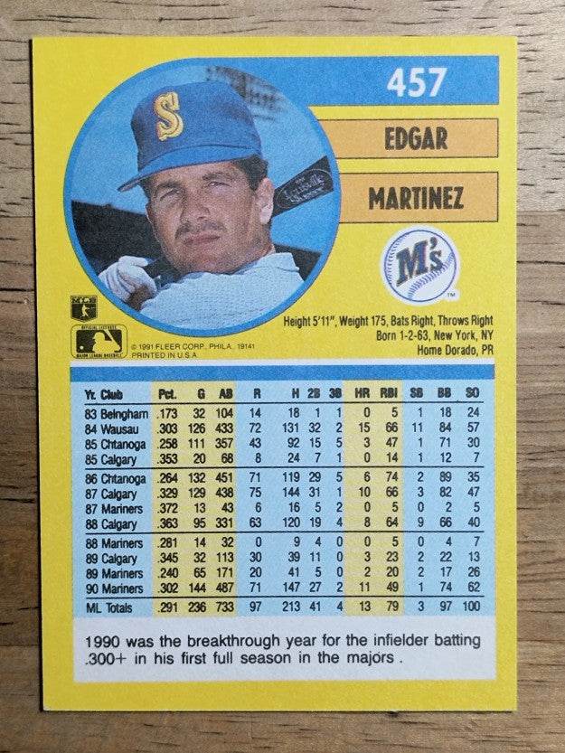 1991 Fleer #457 Edgar Martinez