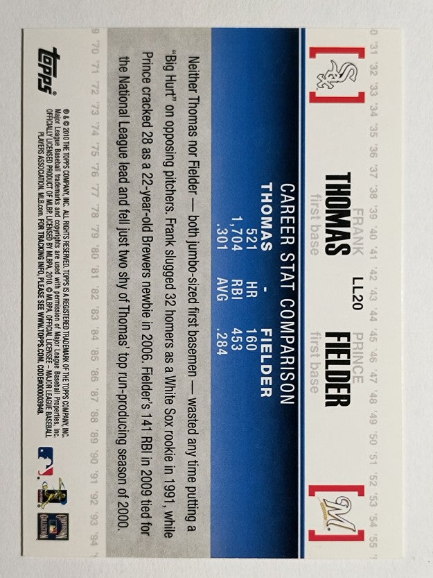 2010 Topps Legendary Lineage #LL20 Frank Thomas/Prince Fielder