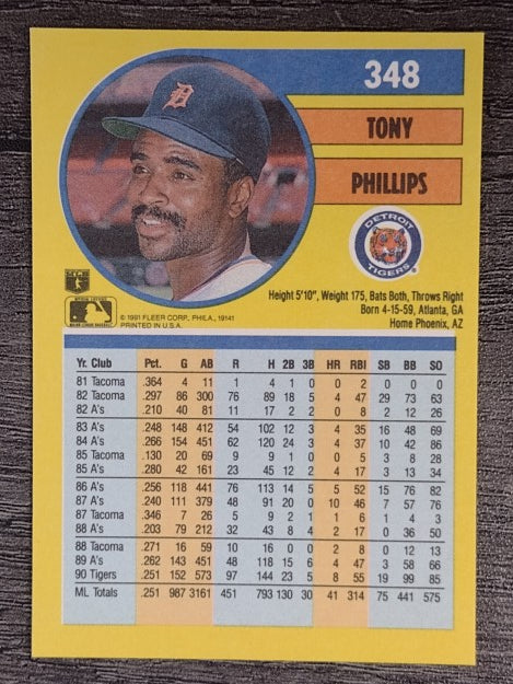 1991 Fleer #348 Tony Phillips