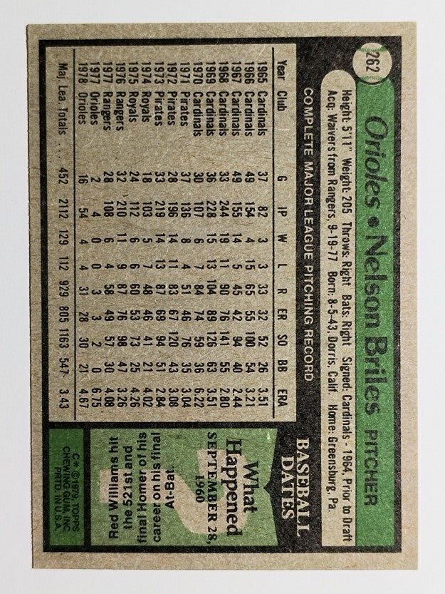 1979 Topps #262 Nelson Briles (EX)