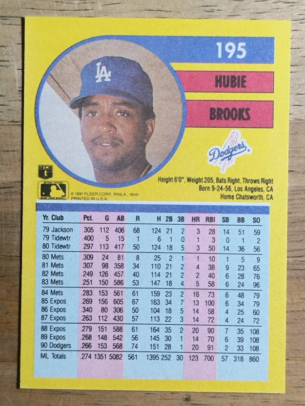 1991 Fleer #195 Hubie Brooks
