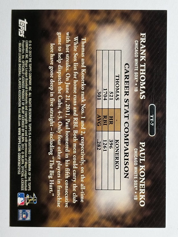 2012 Topps Timeless Talents #TT7 Frank Thomas/Paul Konerko
