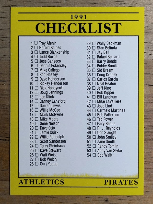 1991 Fleer #714 CL:A's/Pirates/Reds/Red Sox