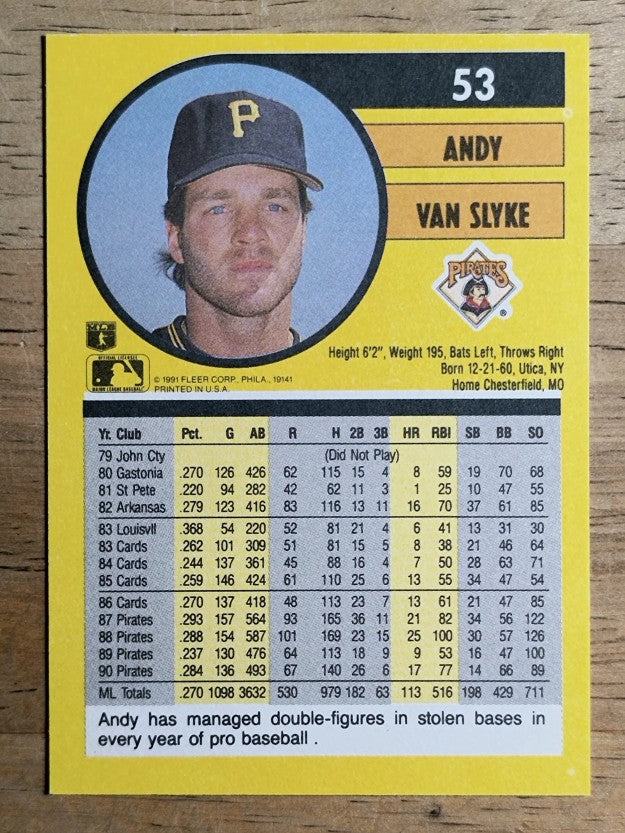 1991 Fleer #53 Andy Van Slyke