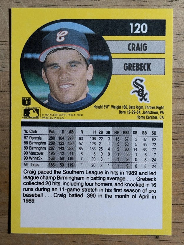1991 Fleer #120 Craig Grebeck