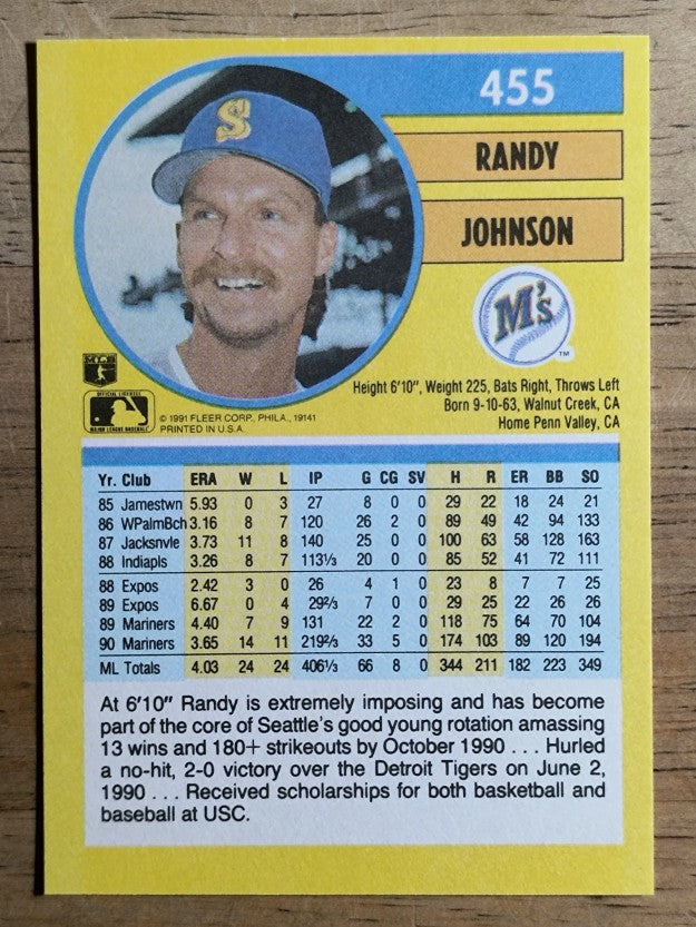 1991 Fleer #455 Randy Johnson