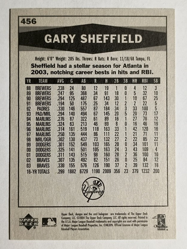 2004 Upper Deck Vintage #456 Gary Sheffield