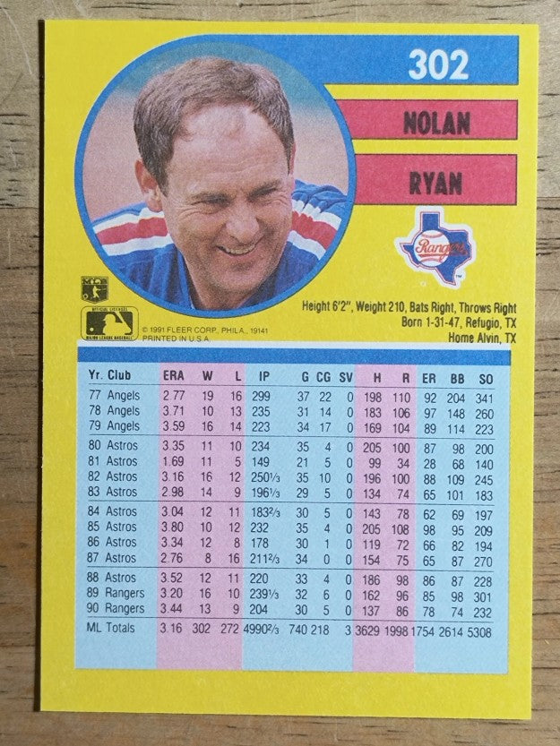 1991 Fleer #302 Nolan Ryan