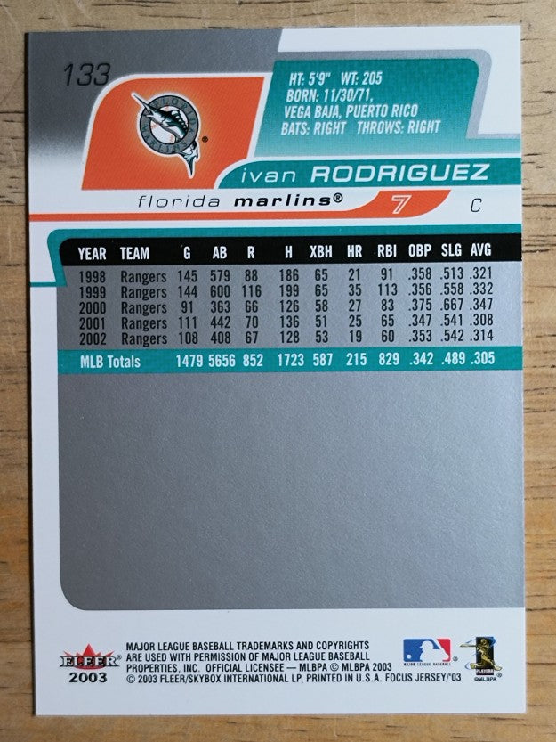 2003 Fleer Focus JE #133 Ivan Rodriguez