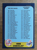 1986 Fleer #655 CL: Yankees/Dodgers/Angels/Reds