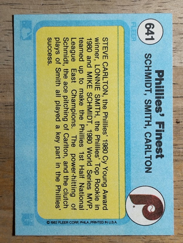 1982 Fleer #641 Lonnie Smith/Mike Schmidt/Steve Carlton