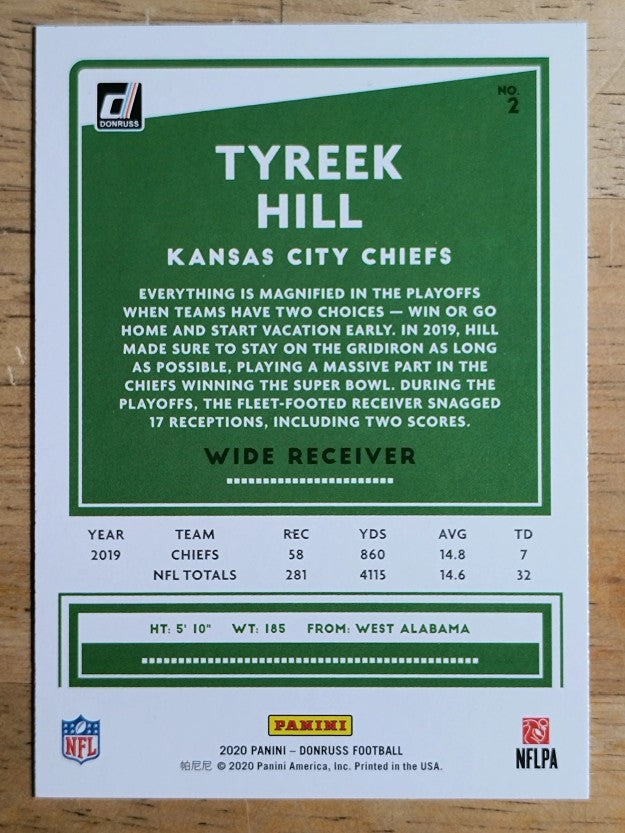 2020 Donruss #2 Tyreek Hill