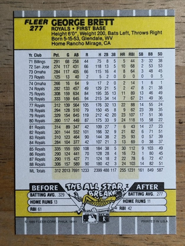 1989 Fleer #277 George Brett