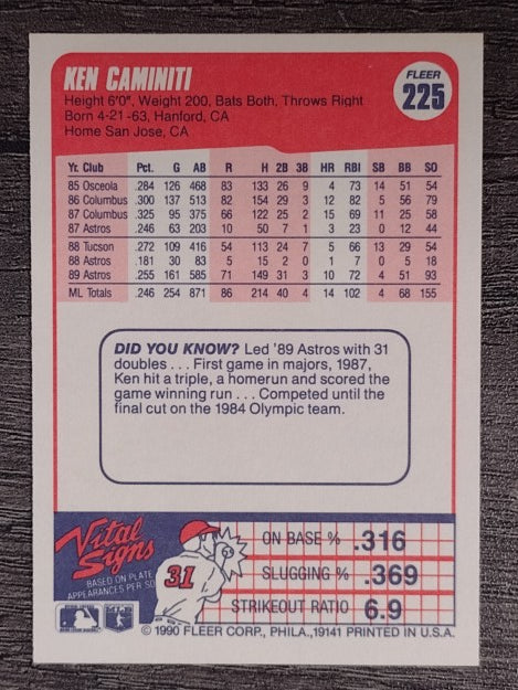 1990 Fleer #225 Ken Caminiti