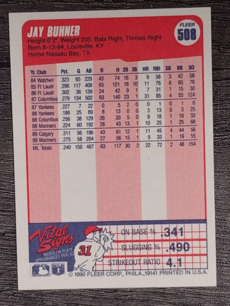 1990 Fleer #508 Jay Buhner