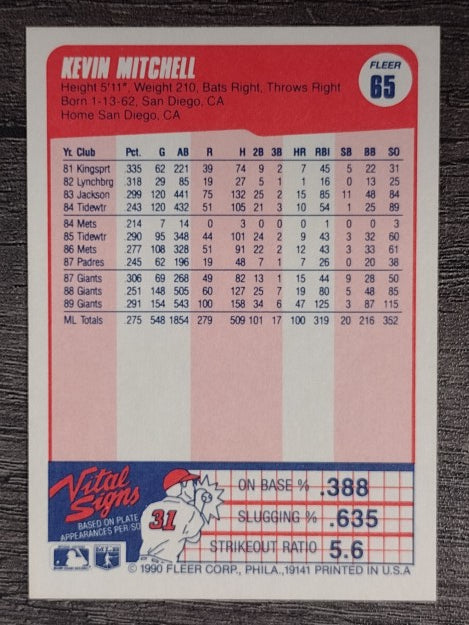 1990 Fleer #65 Kevin Mitchell