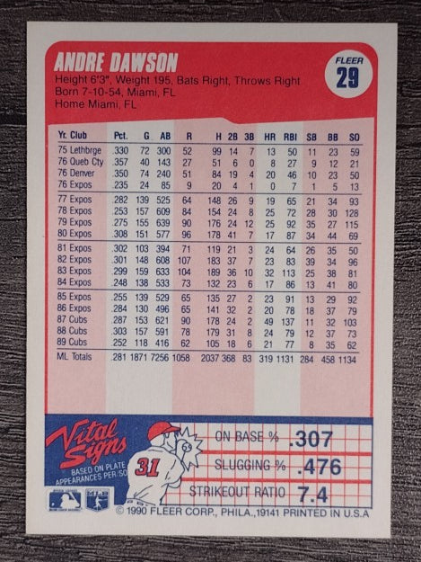 1990 Fleer #29 Andre Dawson