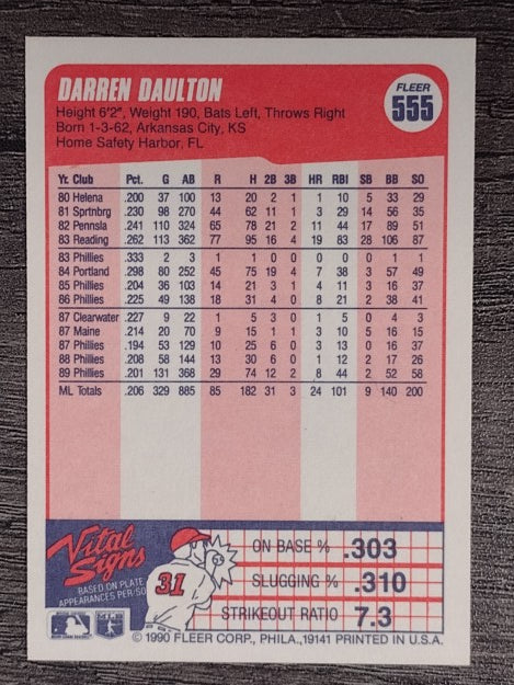 1990 Fleer #555 Darren Daulton