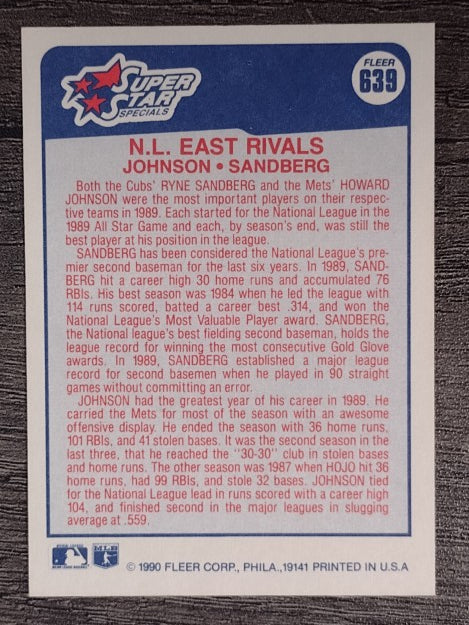 1990 Fleer #639 Howard Johnson/Ryne Sandberg