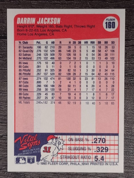 1990 Fleer #160 Darrin Jackson