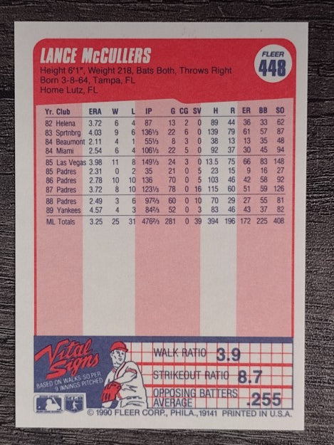 1990 Fleer #448 Lance McCullers