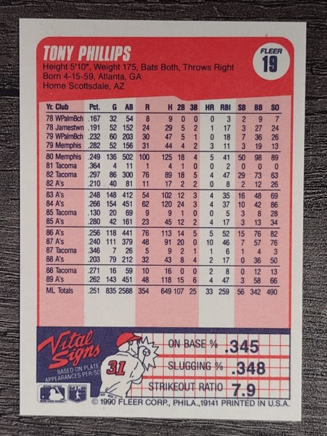 1990 Fleer #19 Tony Phillips