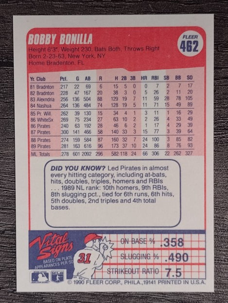 1990 Fleer #462 Bobby Bonilla